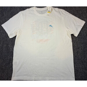 Tommy Bahama Fish Graphic T-Shirt White NWT Medium Tropical Coastal Tee Marlin